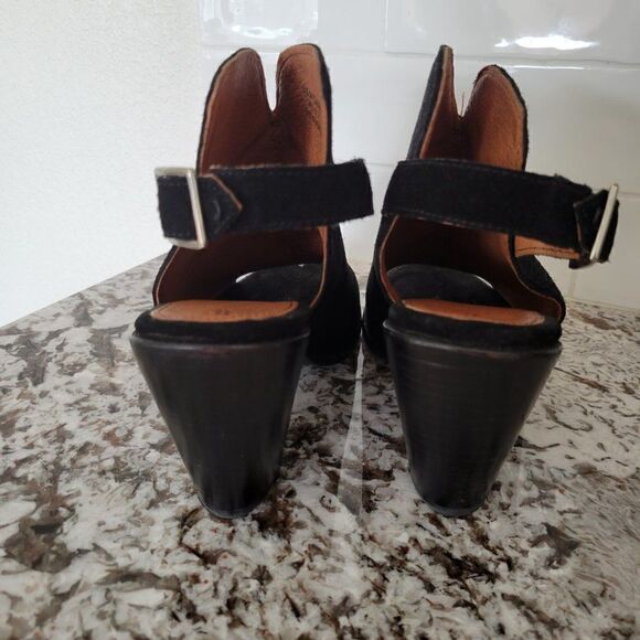 FRYE Black leather block heel cut out sandals size 10B - Picture 3 of 8